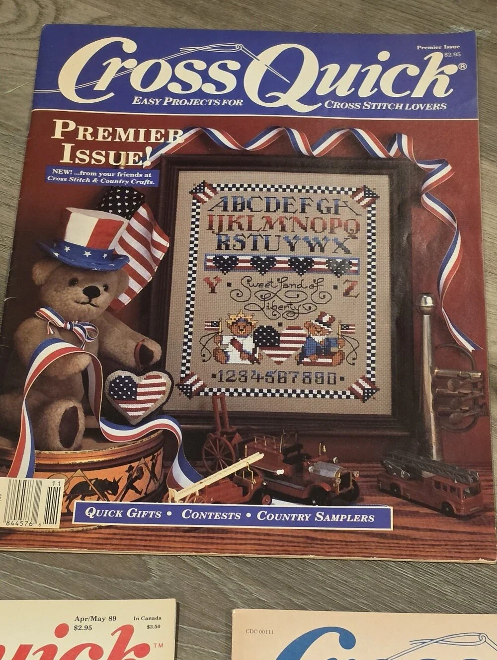 Lot of 5 Vtg Cross Quick Magazines 1988 1989 Premier Issue Cross Stitch Patterns